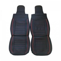 Комплект кожени калъфи за автомобил Automat, Универслни, 2бр к-т, Черно с червено, снимка 2 - Аксесоари и консумативи - 32462953