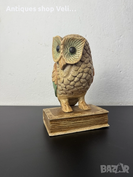 Дървена статуетка бухал върху книга №7430 , снимка 1