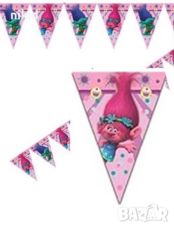 Тролчета Trolls найлонов Парти Гирлянд флагчета знаменца Флаг Банер рожден ден, снимка 1