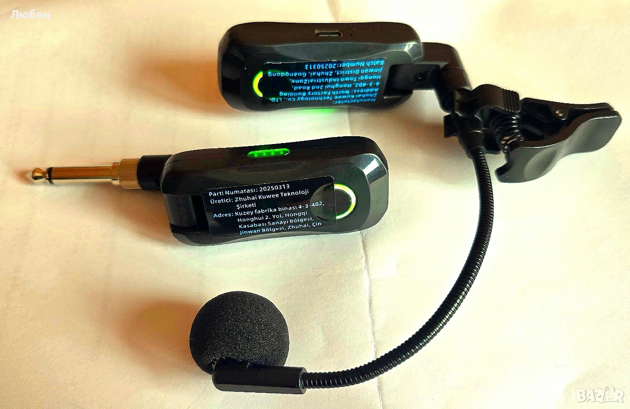 🎷 ЧИСТО НОВ! Безжичен микрофон за саксофон и тромпет – JAMJUM WS-MIC2, снимка 1