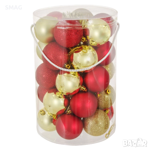 Комплект коледни топки червени и златни 7 см 30 бр._1157149, снимка 1