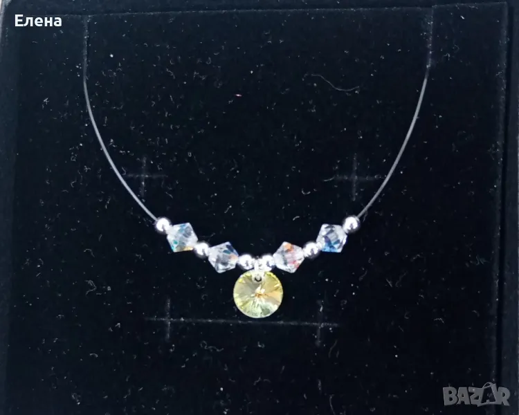 Колие на корда с кристали, снимка 1