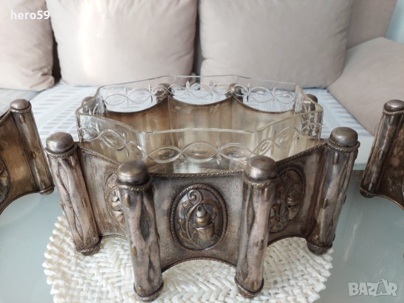 Много рядка стара Френска фруктиера с две вази., снимка 1