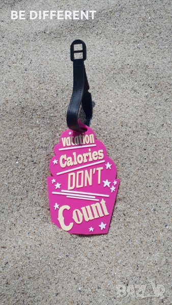 Етикет за багаж розов с надпис, снимка 1