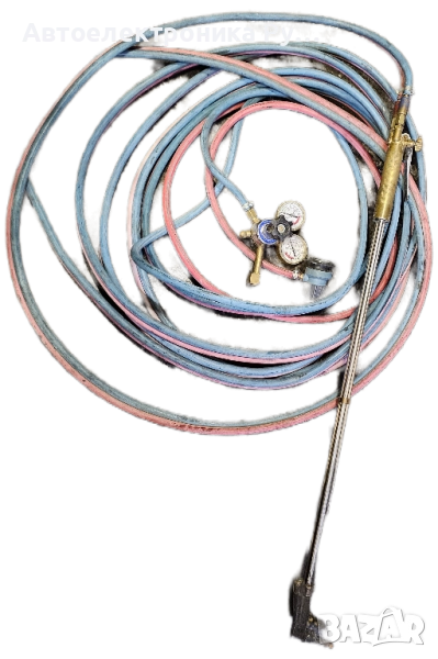 резач на кислород и газ с манометри, винтил и защитни клапани 15 метров двоен маркуч, снимка 1