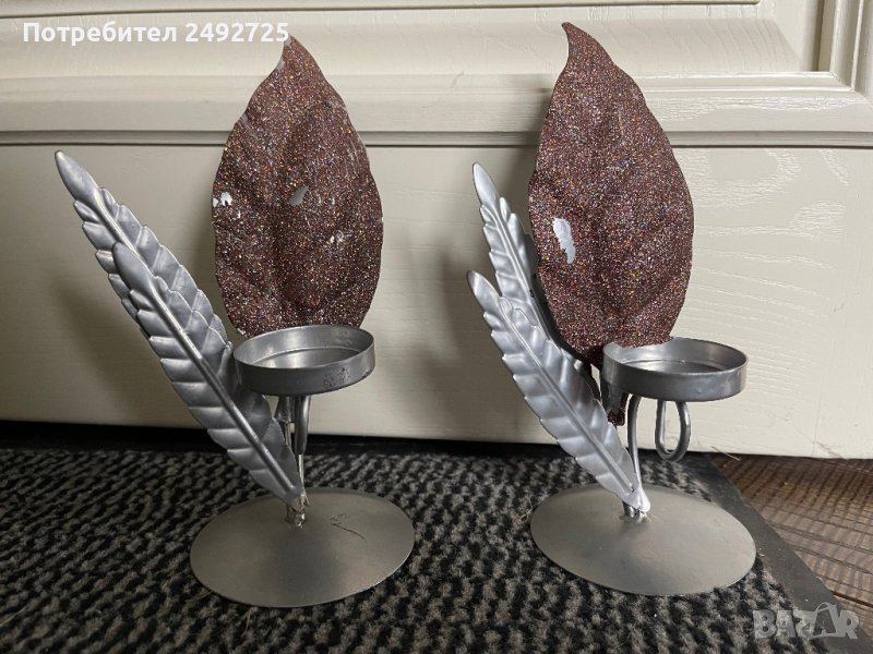 Свещници 2 бр метал, снимка 1