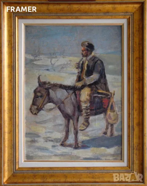 Петър Морозов 1880-1951г. Шоп млекар маслени бои 1930те години, снимка 1