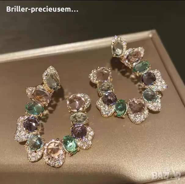 Луксозни обеци с камъни, снимка 1