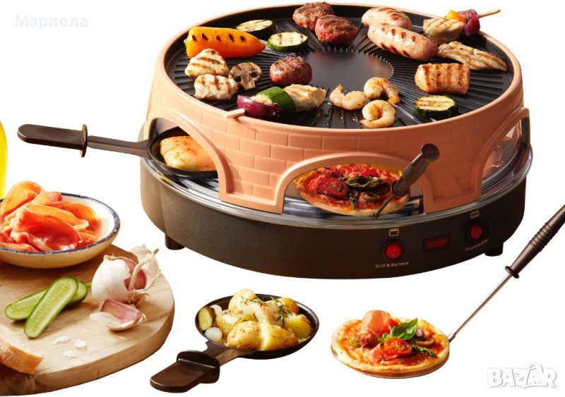 Пещ за мини пица - Emerio Pizza Oven, Pizzarette the Original, 3 in 1 Pizza Raclette Grill, Patented, снимка 1