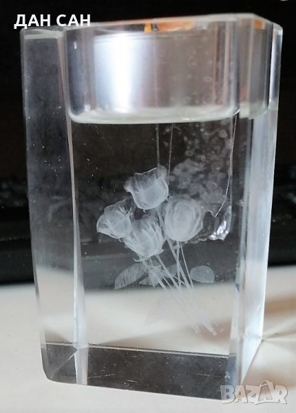 свещник кристал цветя, снимка 1