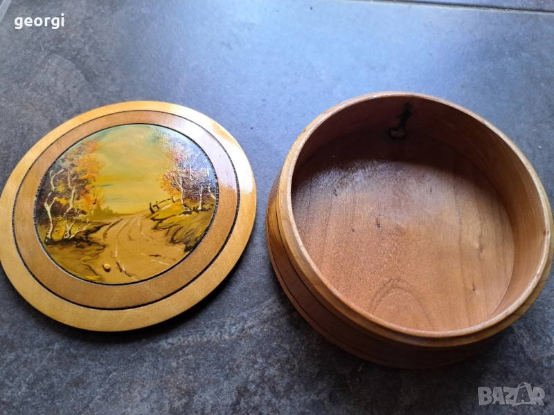 Дървена ръчноизрисувана кутия за бижута 28/2, снимка 1