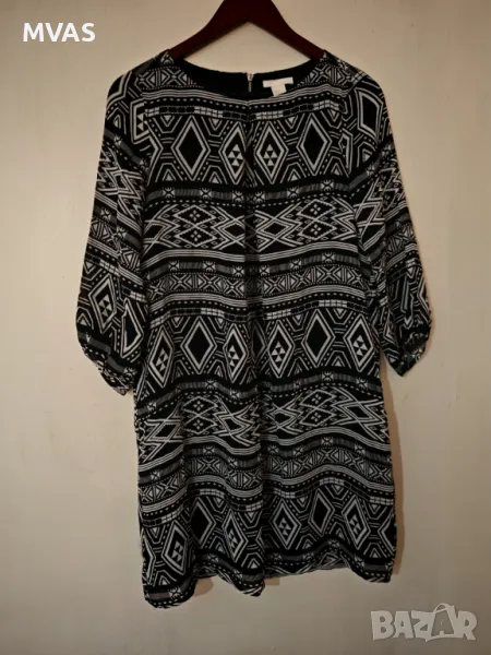 H&m нова черно бяла рокля М размер 3/4 ръкав, снимка 1