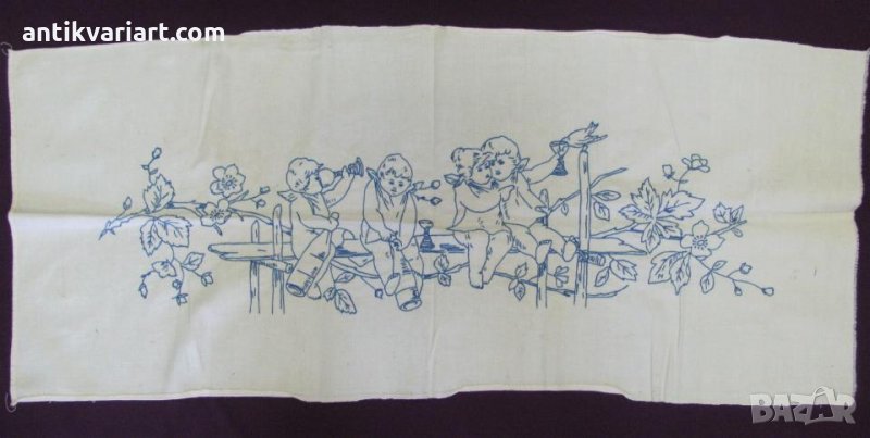 Стара Ръчна Бродерия Каре Покривка Ковьор, снимка 1