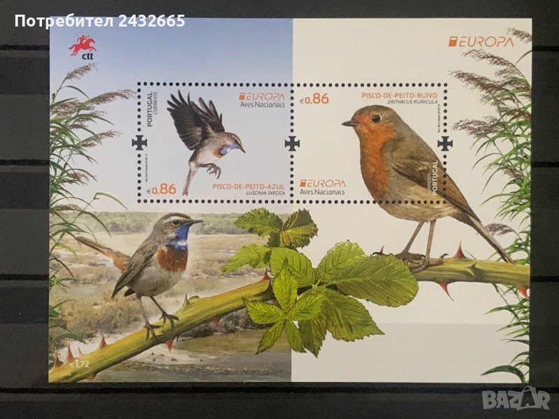 417. Португалия 2019 = “ Europa stamps. Фауна. Местни птици “ ,**, MNH, 3хMinisheet , снимка 1