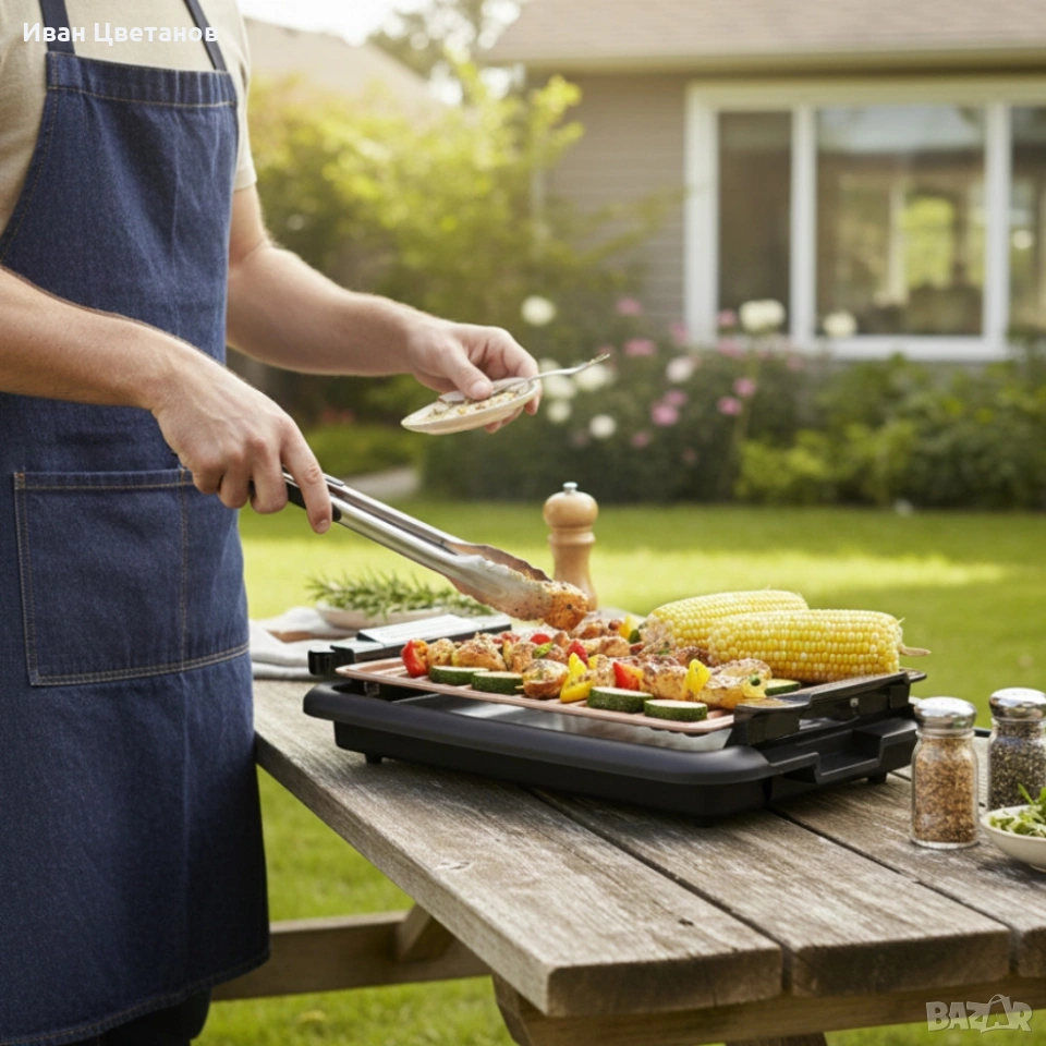 Бездимна скара Oliver Voltz OV51015N – 1200W, незалепваща плоча 37.8×25 см, термостат , снимка 1