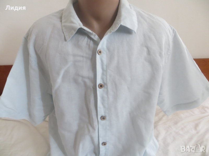 Мъжка риза с къс ръкав от лен BTF, снимка 1