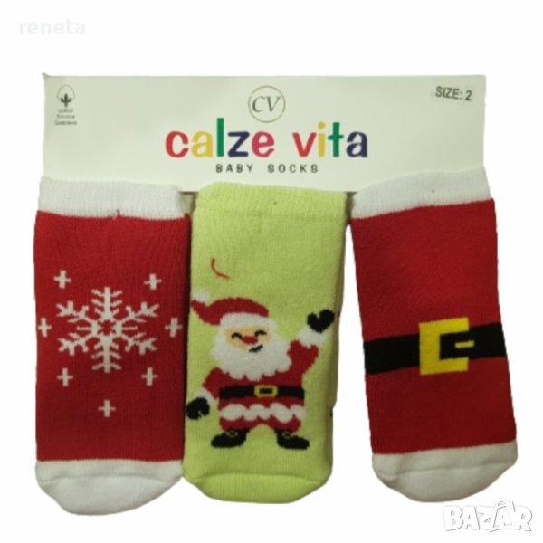 Комплект чорапки Ahelos, Коледни, 3 броя, 2 години, снимка 1