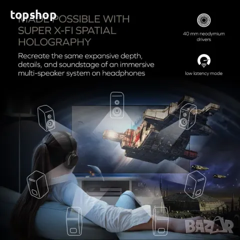 CREATIVE Zen Hybrid SXFI безжични слушалки с технология Super X-Fi, снимка 5 - Bluetooth слушалки - 50355269