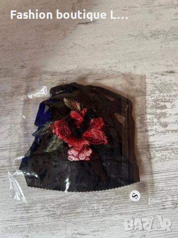 Ново черно дантелено бюстие с бродирано цвете и регулиращи се презрамки S , M , L , XL размер, снимка 6 - Бельо - 52196991