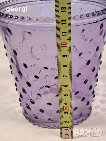 лилав стъклен свещник 25/3, снимка 4 - Декорация за дома - 50090373