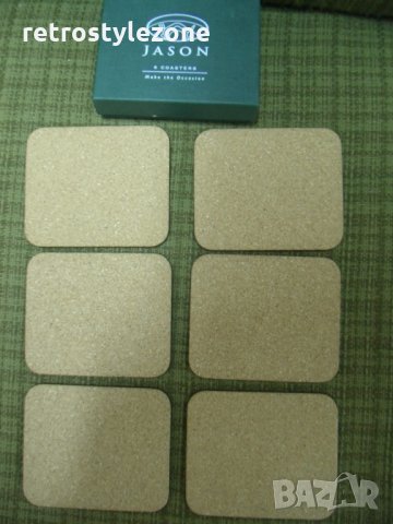 № 3897 стари коркови подложки JASON  - комплект 6 броя с кутия  - размер 11,3 / 9,5 см , снимка 3 - Други ценни предмети - 27781020