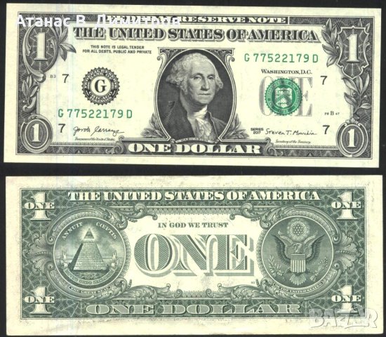 Банкнота 1 Долар 2017 от САЩ, снимка 1 - Нумизматика и бонистика - 43594472