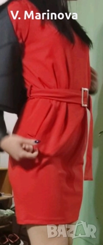 Червена дамска рокля, снимка 2 - Рокли - 52685486