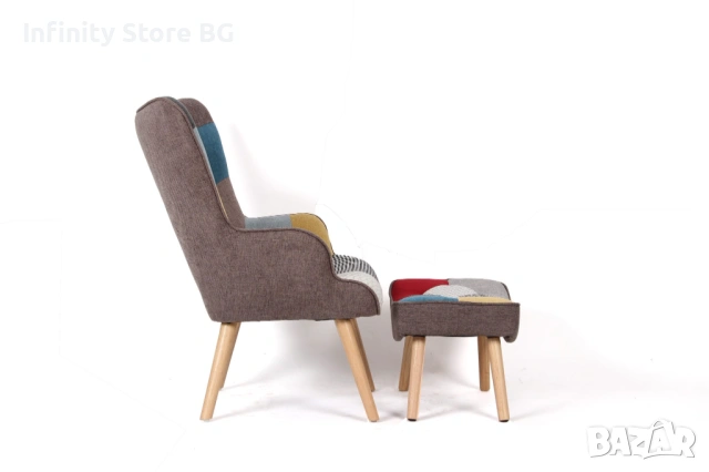 🛋️ Фотьойл FRANK с табуретка – цвят пачуърк, снимка 3 - Дивани и мека мебел - 53467127