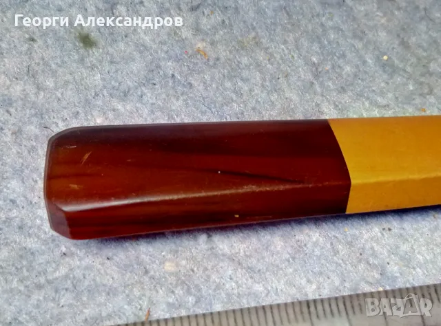 СТАРИННА БРОНЗОВА ДЕБЕЛО ПОСРЕБРЕНА ЛОПАТКА за СЕРВИРАНЕ на ТОРТА с КЕХЛИБАРЕНА ДРЪЖКА КЕХЛИБАР, снимка 5 - Прибори за хранене, готвене и сервиране - 48148540