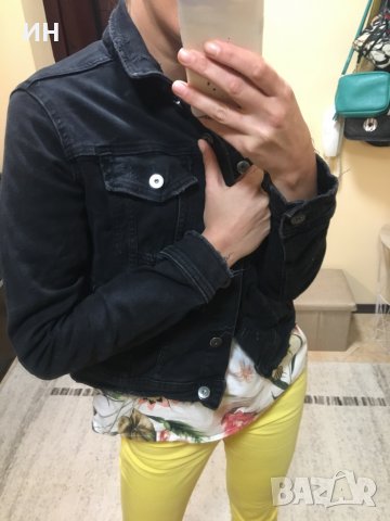 Черно дънково яке, снимка 4 - Якета - 33098713