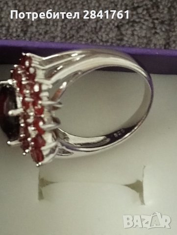 Сребърен пръстен с гранати, снимка 5 - Пръстени - 43354139
