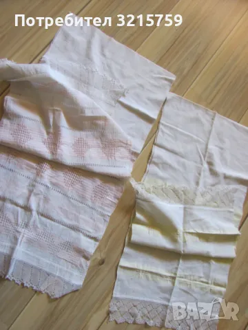 19в. кърпа, ръчно тъкан кенар, дантела , 2 броя, снимка 6 - Антикварни и старинни предмети - 50421153