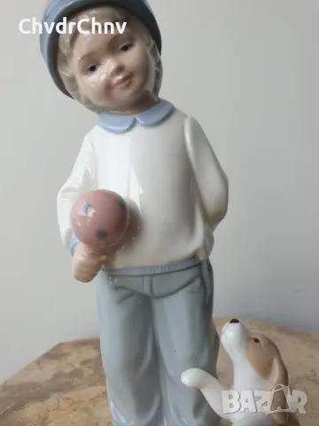 2бр Leonardo статуетки/ЛЕОНАРДО английска порцеланова фигура/ангел-момче с куче-момиче с цветя, снимка 2 - Колекции - 47107114