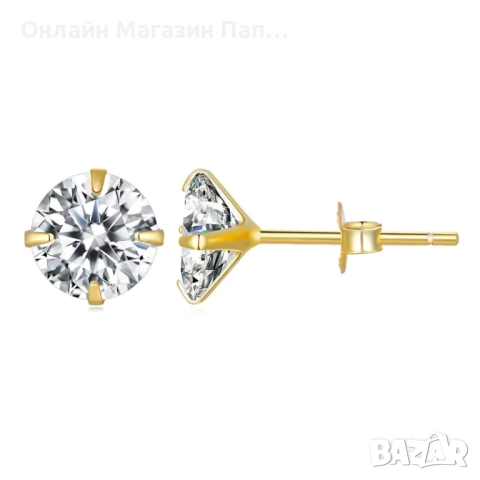 Bamoer обеци от сребро 925 – платинено покритие, кръгъл цирконий, хипоалергенни, снимка 5 - Обеци - 52306284