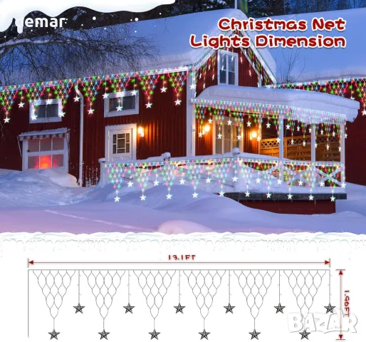 Коледни лампички CORST 4 метра, 196 LED, 5 метра кабел, снимка 5 - Декорация за дома - 47980314