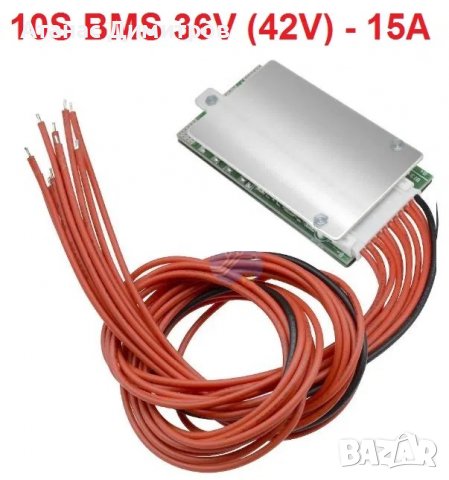 10S BMS 42V 15A, защитна платка с балансно зареждане, PCB BMS board, снимка 1