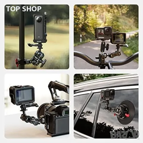 Нов Адаптер за монтиране на екшън камера/Артикулиращо магическо рамо с двойни глава, снимка 3 - Друга електроника - 49321234