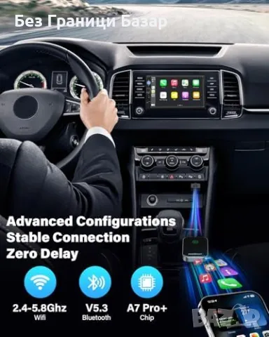 Нов Безжичен CarPlay Донгъл 2024, 5.8GHz, Съвместим с Автомобили от 2015+, снимка 4 - Друга електроника - 47839480