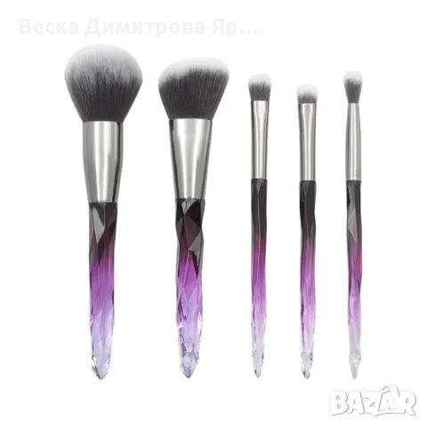 Сет от 5 броя четки за грим с диамантени дръжки HZS52, снимка 3 - Козметика за лице - 47716434