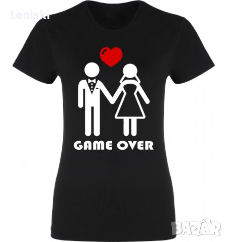 Тениски за младоженци за сватба GAME OVER Мъжки и дамски, снимка 7 - Тениски - 32876350