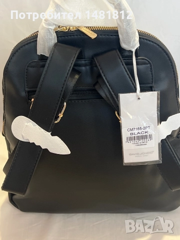 Черна кожена раничка, снимка 2 - Раници - 52975182