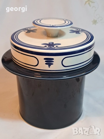 немски керамичен съд с похлупак Rosenthal Siena blue цвят кобалт 33/4