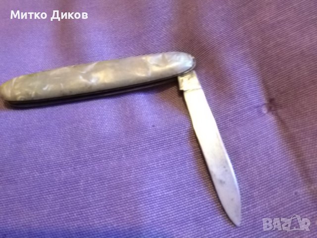 Джобно ножче марково от соца Германия 79х60мм седеф без луфт-отличен, снимка 3 - Ножове - 43787797