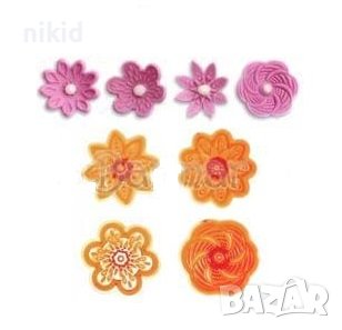 4 бр. печати печат форми интересни цветя за украса фондан бисквитки сладки торта 