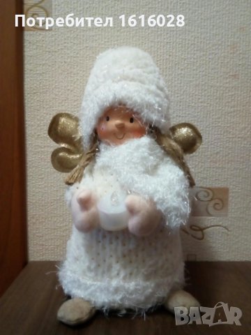 Уникално пухкаво бяло Коледно ангелче.Светещо., снимка 2 - Декорация за дома - 38515725