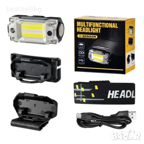 Мощен LED челник фенер за глава със сензор акумулаторен малък и компактен за бягане къмпинг риболов, снимка 7 - Къмпинг осветление - 51178953