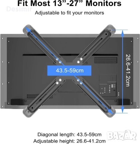 VESA Адаптер за Монитор 13–27 инча | Suptek WK002 | Non-VESA Монтаж, снимка 5 - Монитори - 52821231