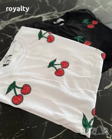 Памучни дамски тениски с череши, снимка 5 - Тениски - 50394656