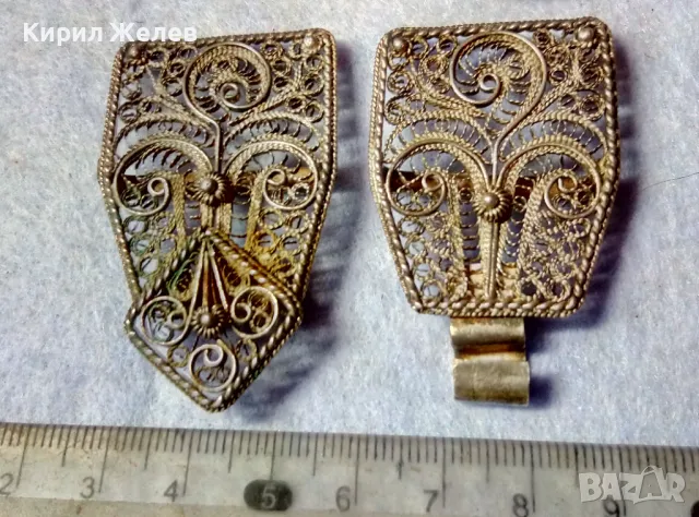 ВЪЗРОЖДЕНСКИ МАЙСТОРСКИ ФИЛИГРАННИ СРЕБЪРНИ ПАФТИ За ЕТНОГРАФСКО КОЛАНЧЕ ВИСОКА ПРОБА СРЕБРО 47559, снимка 5 - Антикварни и старинни предмети - 48473990