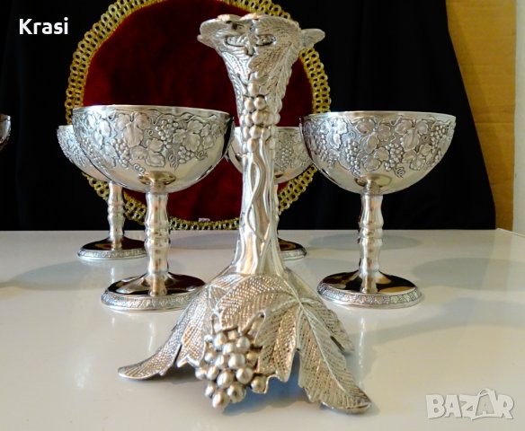 Посребрен свещник лози с грозде,маркиран, снимка 8 - Антикварни и старинни предмети - 38272998